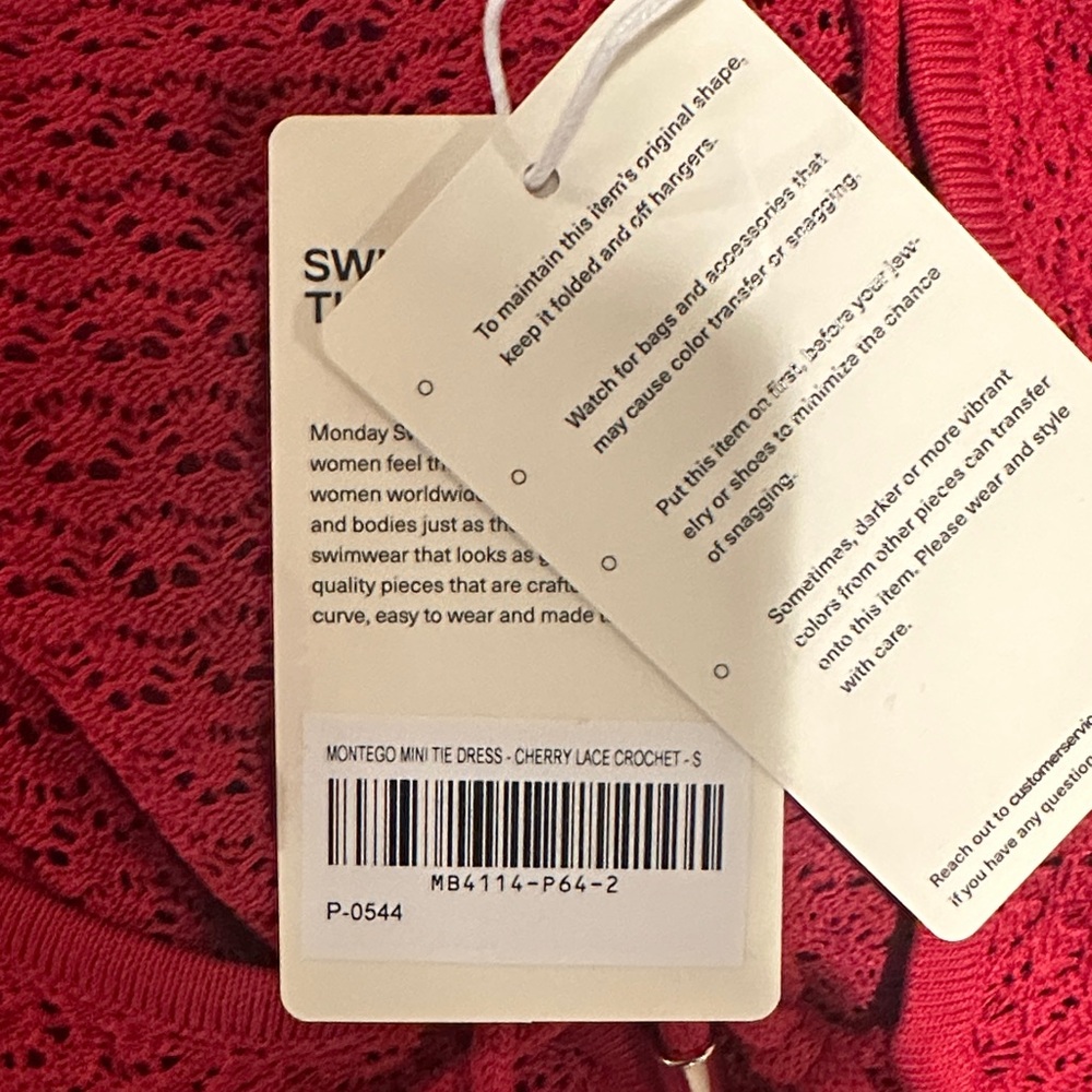Monday Swimwear MONTEGO MINI TIE DRESS - CHERRY LACE CROCHET - Picture 8 of 9